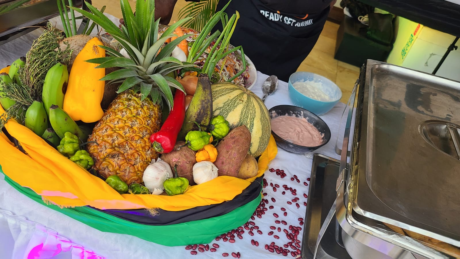 Local fruits and restaurant color at The Strip